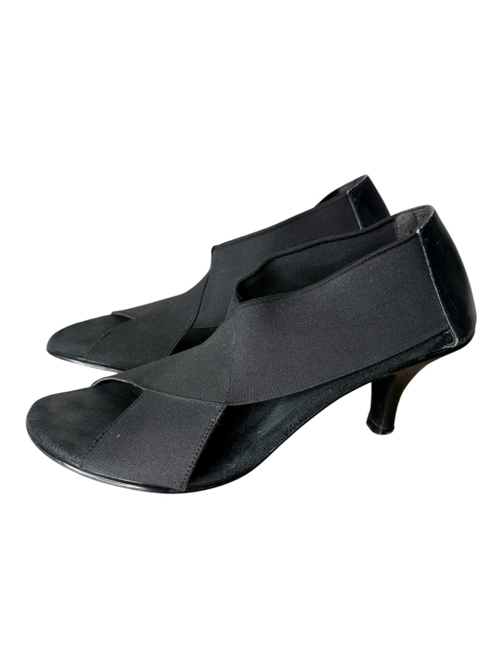 SAN MIGUEL Black Elastic Bandage Stretch Strap Heel Open Toe Sandals Size 8